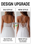 Vestido de compromiso de tul de talla grande con tirantes finos y de talla grande blanca A Line con encaje