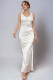 Tirantes finos simples vestido de novia largo sirena blanco