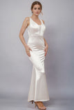 Tirantes finos simples vestido de novia largo sirena blanco