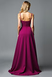 Vestido formal de tirantes de espagueti irregulares irregulares de color púrpura oscuro