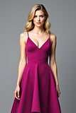 Vestido formal de tirantes de espagueti irregulares irregulares de color púrpura oscuro