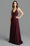 Cabernet A Line Spaghetti Straps Vestido largo de dama de honor