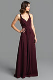 Cabernet A Line Spaghetti Straps Vestido largo de dama de honor