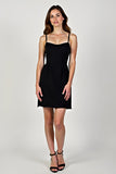Tirantes finos vaina largo corto pequeño vestido negro
