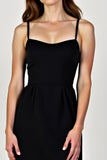 Tirantes finos vaina largo corto pequeño vestido negro