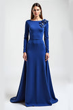 Vestido De Novia De Manga Larga Azul Real Madre De La Novia