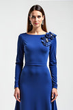Vestido De Novia De Manga Larga Azul Real Madre De La Novia