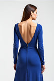 Vestido De Novia De Manga Larga Azul Real Madre De La Novia