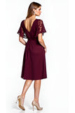 Vestido de Madre de la Novia de la Madre de la Novia con Escote en V de Encaje Cabernet hasta la Rodilla