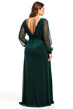 A Line Pine Cuello En V Manga Larga Madre De Vestido De Novia