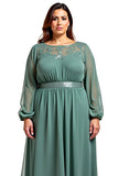 Vaina de Eucalipto Cuello Redondo Vestido Largo Madre De Novia