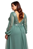 Vaina de Eucalipto Cuello Redondo Vestido Largo Madre De Novia