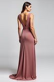 Vestido de la madre de la novia plisado con escote en V