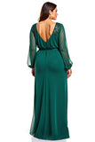 Vaina verde oscuro Vestido de gasa madre de la novia