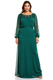 Vaina verde oscuro Vestido de gasa madre de la novia