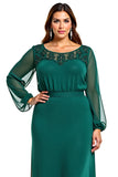 Vaina verde oscuro Vestido de gasa madre de la novia