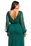 Vaina verde oscuro Vestido de gasa madre de la novia