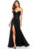 Corsé palabra de honor sirena vestido de corsé negro con abertura