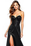 Corsé palabra de honor sirena vestido de corsé negro con abertura