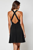 Halter A Line Vestido Negro Ahuecado