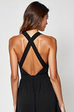 Halter A Line Vestido Negro Ahuecado