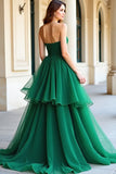 Organza verde Una línea Sweetheart Vestido de Fiesta Plisado