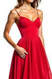 Vestido formal de gasa asimétrico rojo A Line con volantes