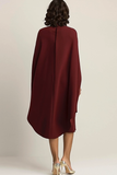 Vestido formal midi capa de vaina burdeos