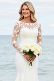 Vestido de novia sirena de manga larga con apliques