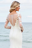 Vestido de novia sirena de manga larga con apliques