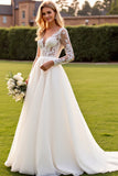 lvory A Line Vestido de Novia de Encaje con Apliques