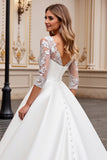 A Line Vestido de Novia de Manga Larga lvory con Apliques