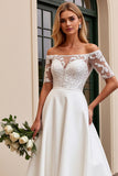 lvory A Line Off The Shoulder Vestido de novia largo de encaje