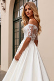 lvory A Line Off The Shoulder Vestido de novia largo de encaje