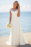 Vestido de novia largo de satén con cordones blancos
