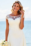 Vestido de novia largo de satén con cordones blancos