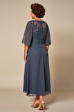 Talla grande Twillght Chiffon A Line Madre De Novia Vestido Con Media Manga