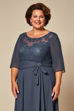 Talla grande Twillght Chiffon A Line Madre De Novia Vestido Con Media Manga