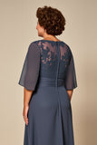 Talla grande Twillght Chiffon A Line Madre De Novia Vestido Con Media Manga