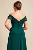 Off The Shoulder A Line Pine Chiffon Lace Talla Grande Madre de la Novia Vestido