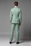 Verde claro Solapa con muescas 3 piezas Trajes de fiesta para hombre de botonadura sencilla
