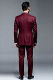 Trajes de fiesta para hombre con solapa con muescas de doble botonadura color burdeos