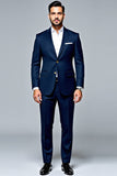 Traje de hombre slim fit de 2 piezas de 2 piezas en azul oscuro