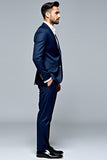Traje de hombre slim fit de 2 piezas de 2 piezas en azul oscuro