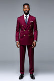 Trajes de fiesta para hombre Burgundy Peak Solapel 2 piezas