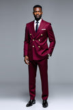 Trajes de fiesta para hombre Burgundy Peak Solapel 2 piezas