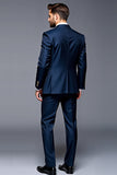 Solapa con muescas azul oscuro 3 piezas Trajes de fiesta para hombre