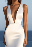 Vestido de novia largo de tirantes de espagueti de sirena simple