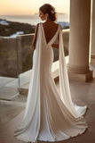 Tirantes de espagueti de sirena lvory Vestido de novia largo de satén