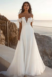 lvory A Line Off The Shoulder Vestido de novia largo con apliques